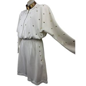 Vintage 90's cotton gold studded white batwing romper